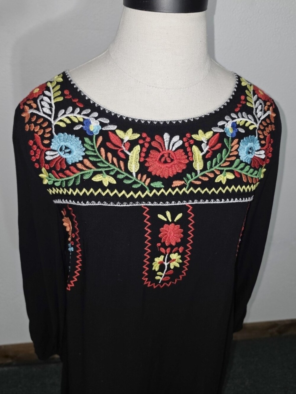 Jodifl Dress Boho Peasant Tunic-Length Black Size S - Picture 7 of 14